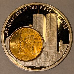 American Mint Fifty States Quarter – Gold-Plated New York Design Mint Condition